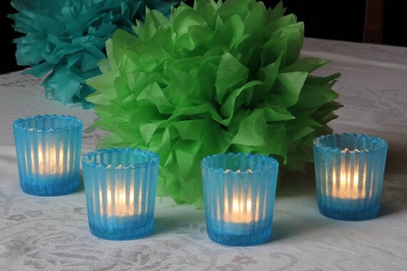 Blue Candle Holder Votive Candle Holder by AnnaleesAccents on Etsy
