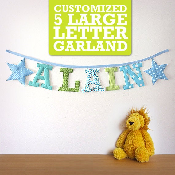 Customized Handmade Fabric Garlands - 5 Large Letter Name Il_170x135