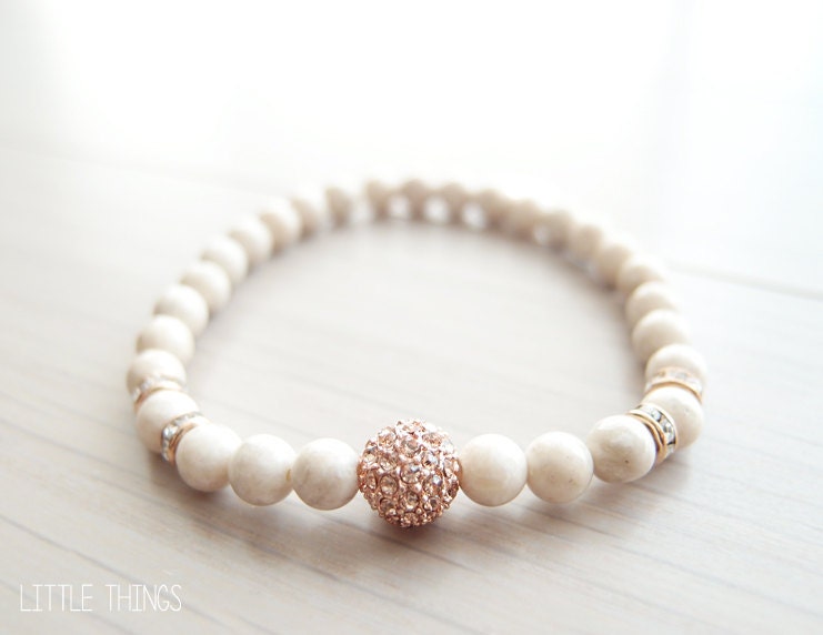 Rose Gold Sparkle Beaded Bracelet stretch by LittleThingsByTCY
