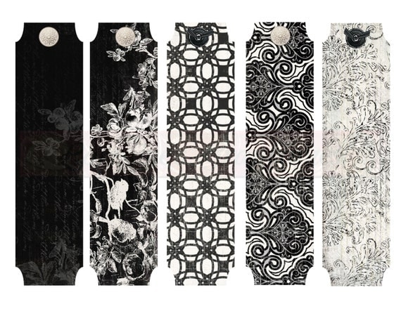 Midnight Black And White Bookmarks By Lorrainesgraphiques