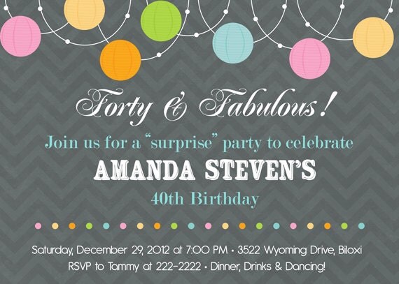 Lantern Adult Birthday Party Invitation - Printable Il_570xn