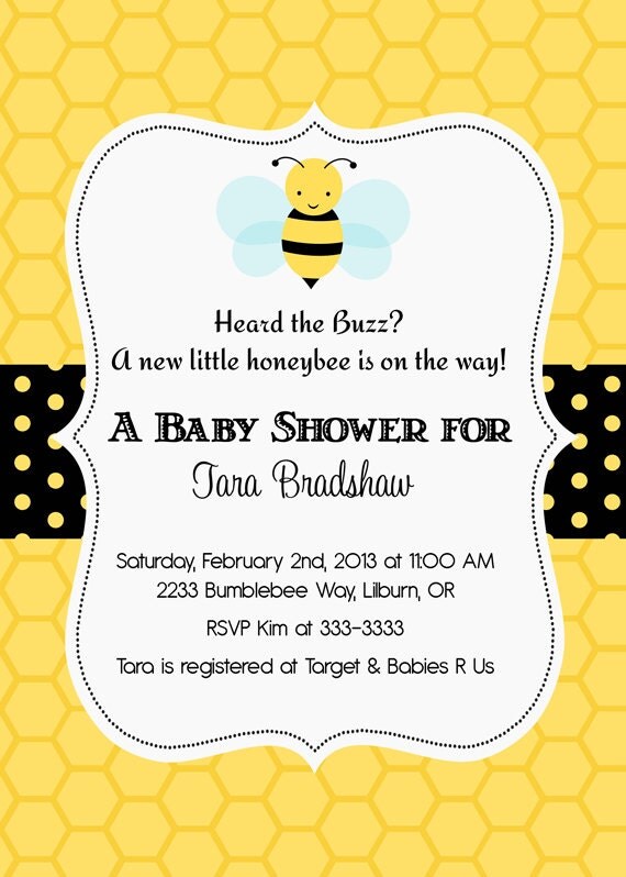Bumblebee Bee Baby Shower Invitation - Printable Il_570xn