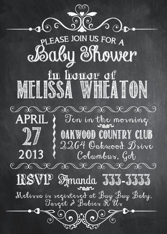 Chalkboard Mixed Typography Baby Shower Invitation - Printable Il_570xn