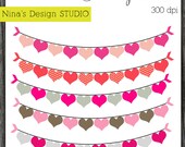 Sale/60 % 0ff/INSTANT DOWNLOAD/ 5 Colorful Digital Bunting Hearts for Personal and Commercial Use Il_170x135