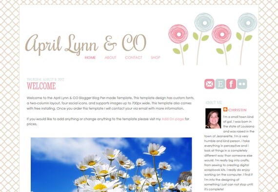 April Lynn & CO Blogger Blog Template Il_570xn