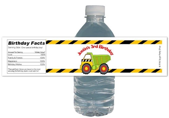 Construction Party (15ct) Waterproof Bottle Labels Customized Birthday Party Baby Shower Il_570xn