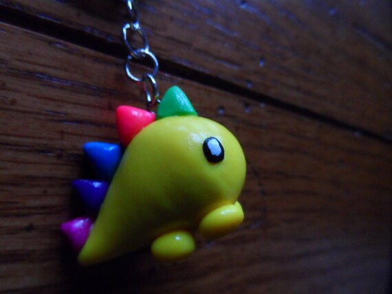 Polymer clay dinosaur keychain by JamiezJemz on Etsy