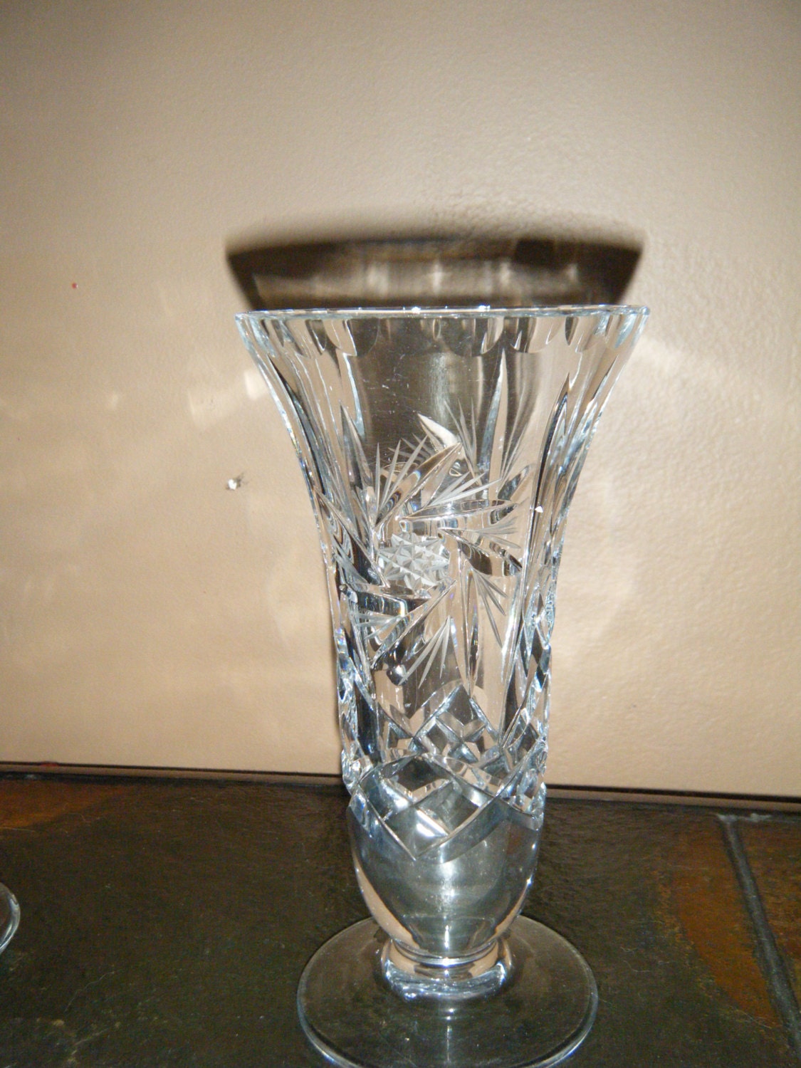 Items similar to vintage PINWHEEL CRYSTAL bud VASE on Etsy
