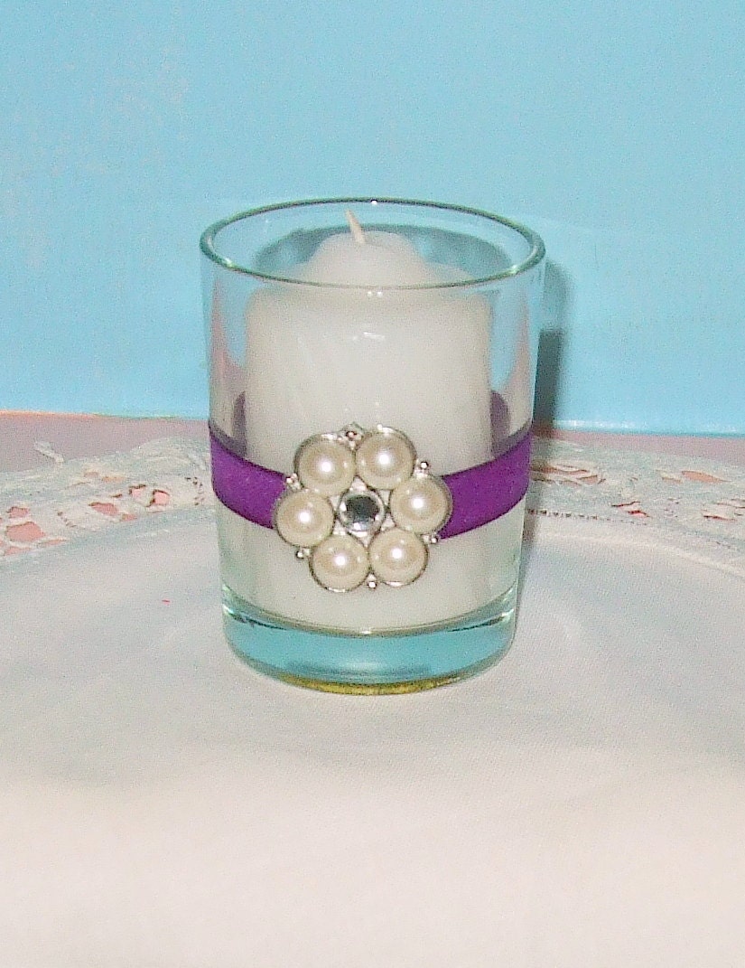 Wedding Votive Candle Holder / Summer by CarolesWeddingWhimsy
