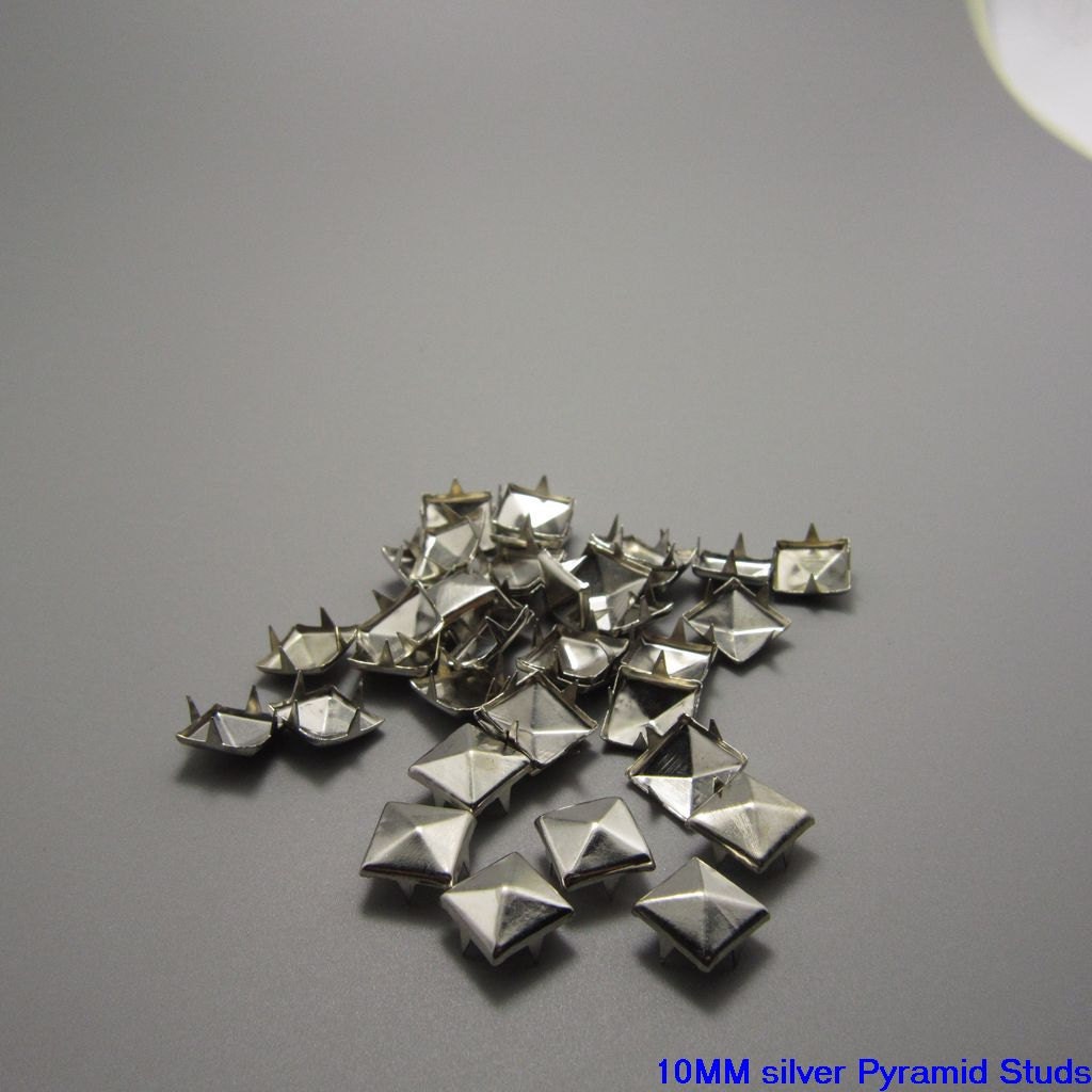 100pcs 10MM Silver Pyramid Studs spot spike for leather craft Diy & free shipping