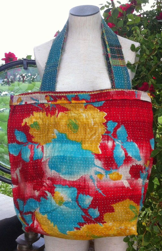 Reversible Vintage Kantha Boho Tote Bag 5