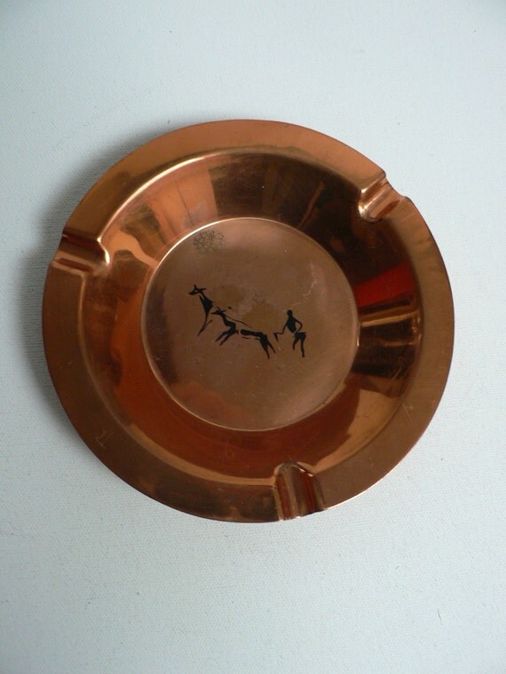 Rhodesian Copper ashtray with 'african native' by secreteyesonly