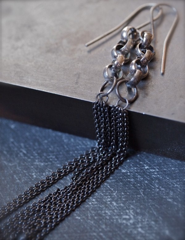 Extra long, extra flirty dangly silver chain earrings