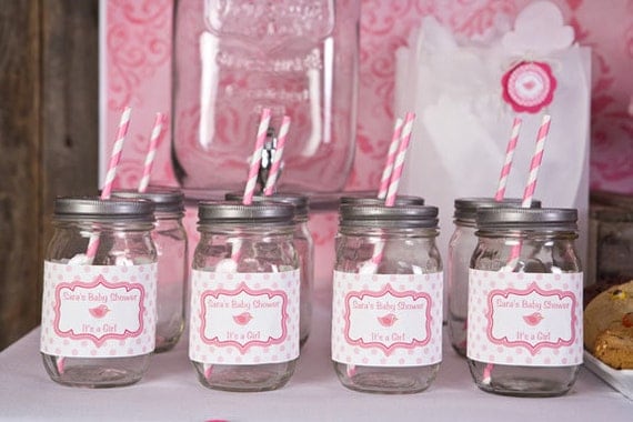 Water Bottle Labels - Baby Shower Decorations - Lil Birdie Theme in Hot Pink & Light Pink (12) Il_570xn