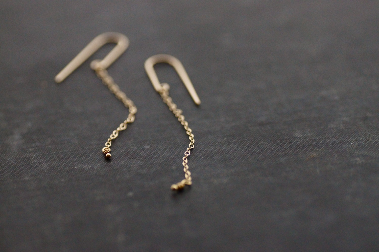 Long Gold Earrings with Tiny Drop Accent