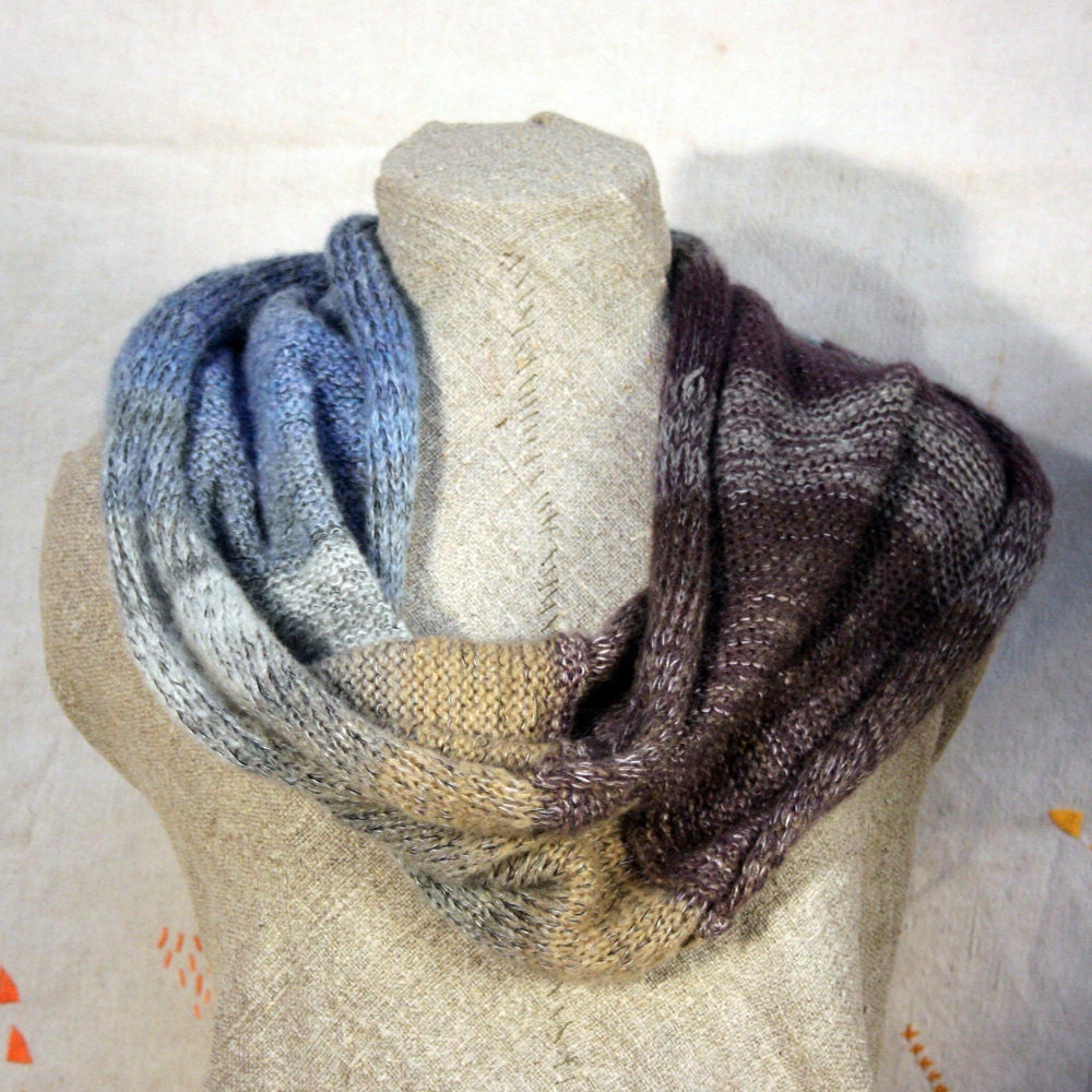 Loch Lomond - versatile convertible wrap infinity scarf snood - as seen from the train on a foggy evening