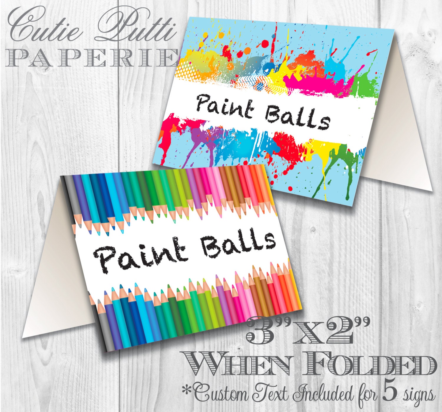 Art Party, Rainbow Party -  PRINTABLE TENT SIGNS - Cutie Putti Paperie