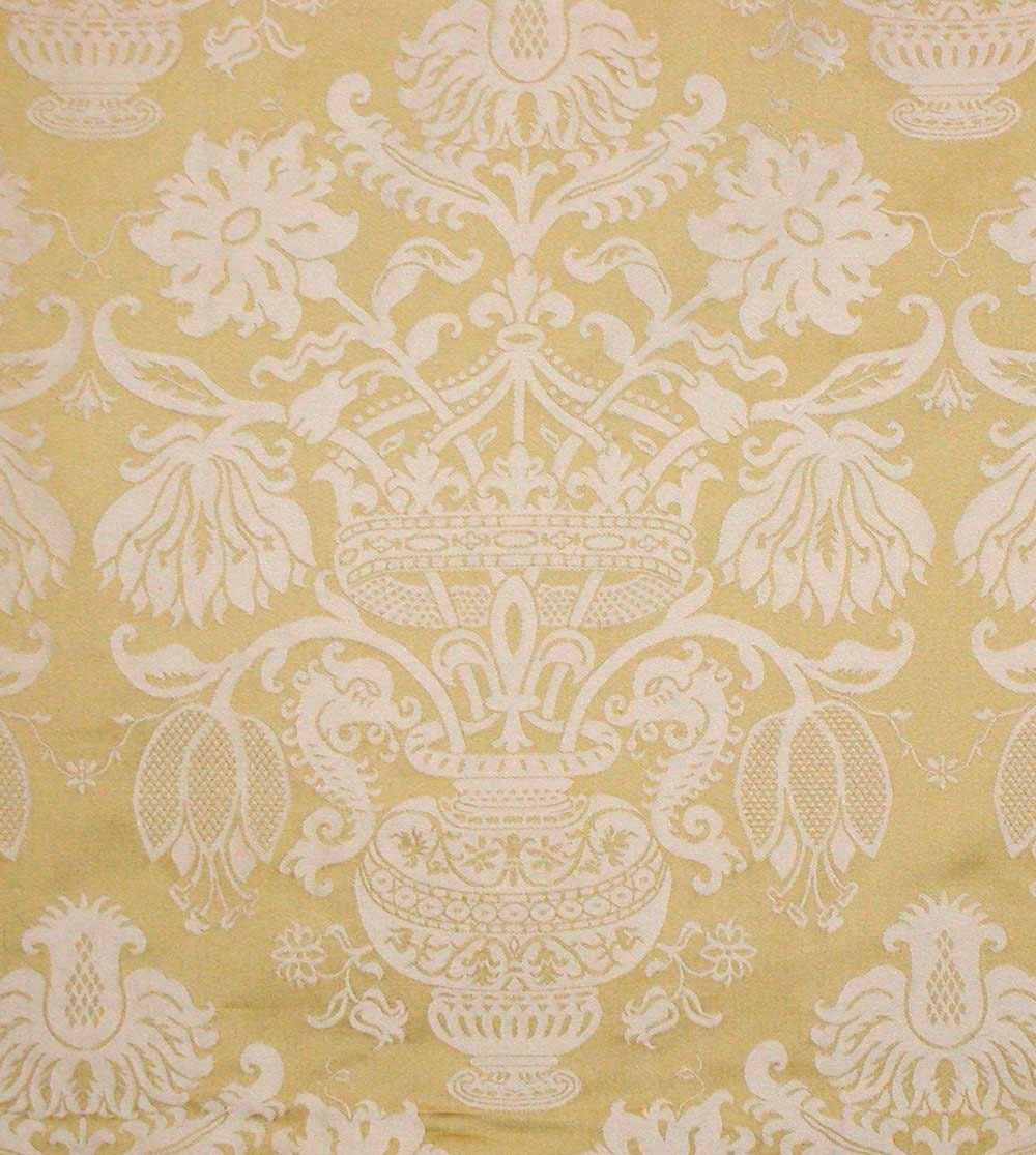 Yellow/White Cotton Damask Fabric in Asian Pattern - 6 Yards 54/55" Wide