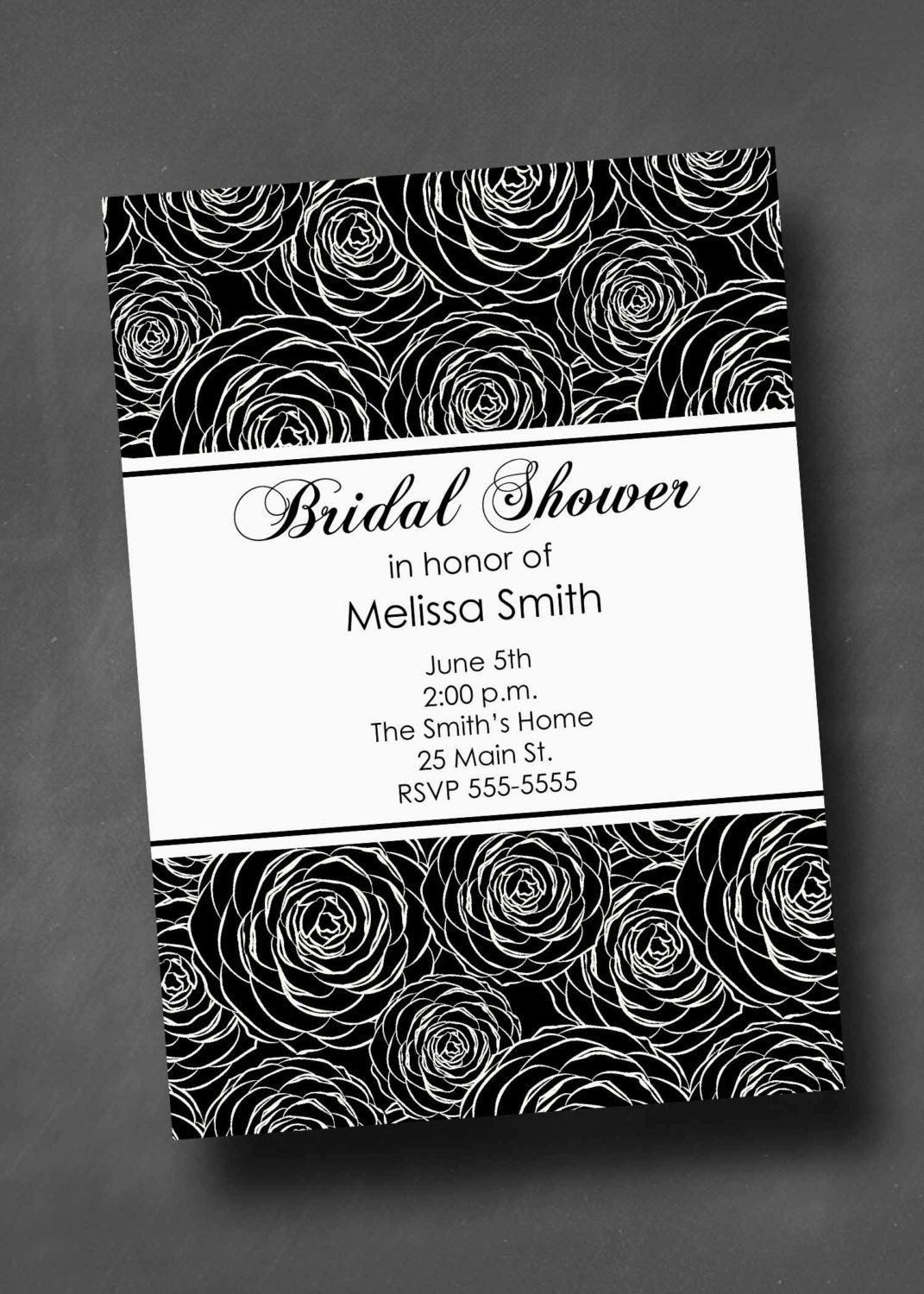 Black & White Bridal Shower Invitation (Digital File) Il_570xn