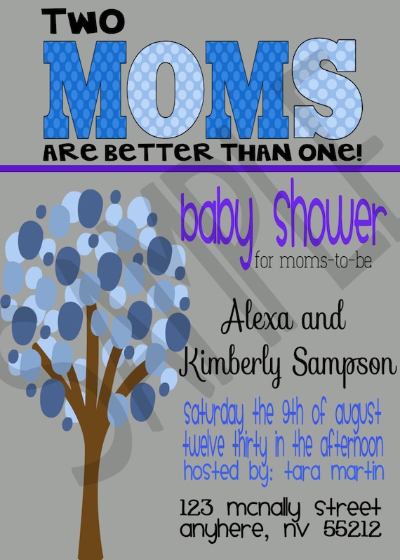Two Moms Better Than One Printable, Personalized Neutral Baby Shower ...