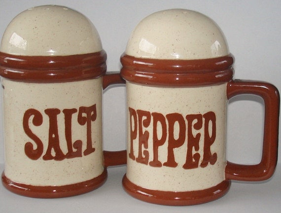 Vintage Salt & Pepper Shaker. Large Size with by fineoldthings