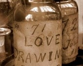 Love Drawing Powder, apothecary tin in sepia photography, 5x7, New Orleans Pharmacy Museum, French Quarter - 23twenty