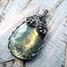 Labradorite Silver Necklace - Olive Gold Necklace - Woodland Fairy - Romantic Pagan - Unique Wire Wrapping - Forest Green Necklace