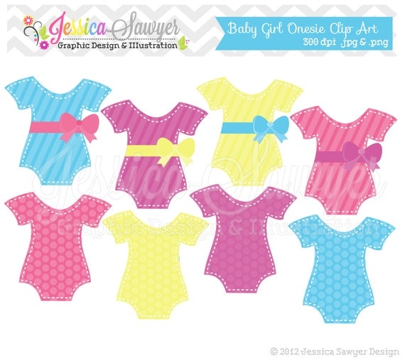 CLEARANCE, baby shower clip art, baby girl onesies, digital image, paper crafting, journaling, digital craft Il_570xn