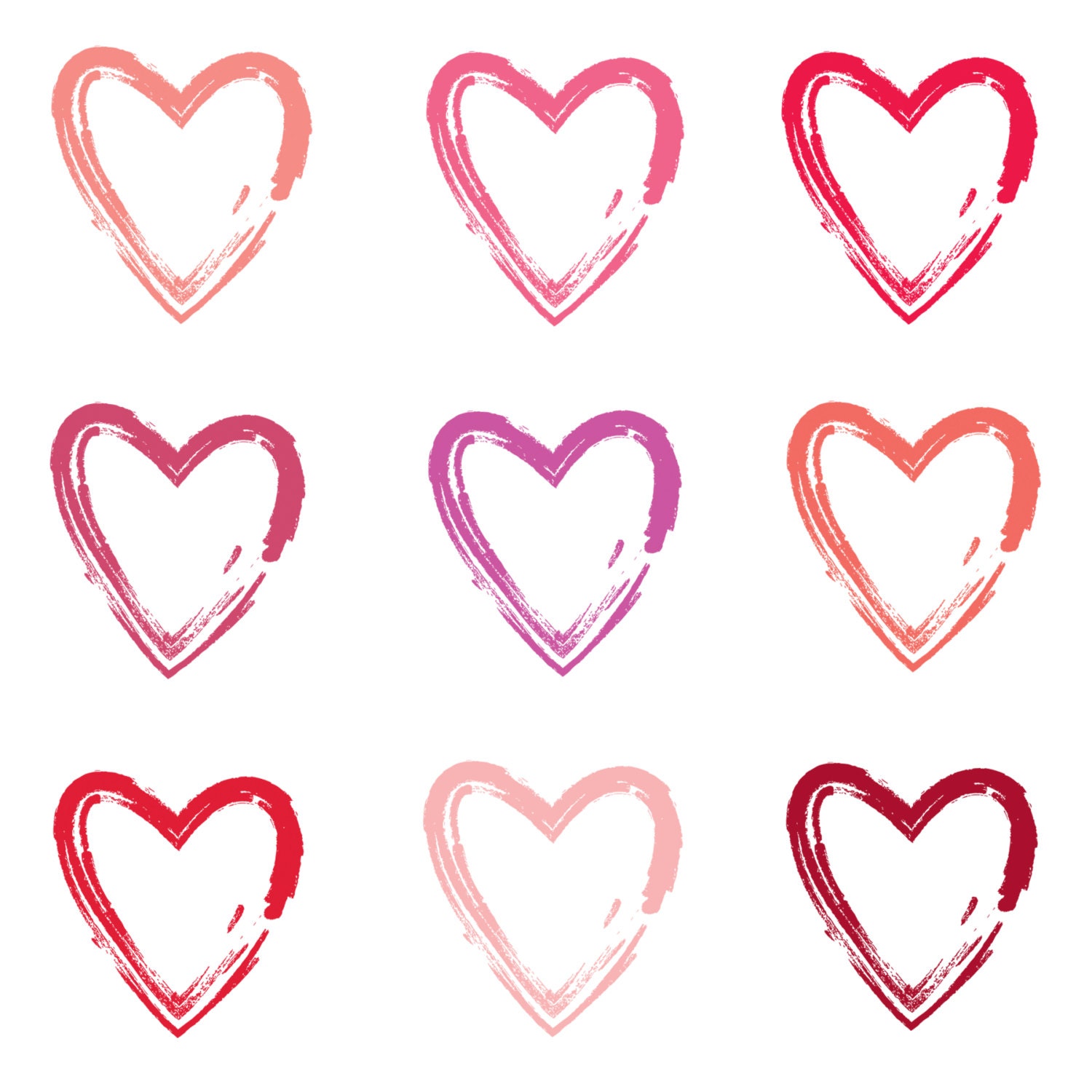 Instant Download // Digital Clip Art for Mother's Day // Love Clipart // Pink and Red Painted Heart Clip Art // Personal and Commercial Use Il_570xn