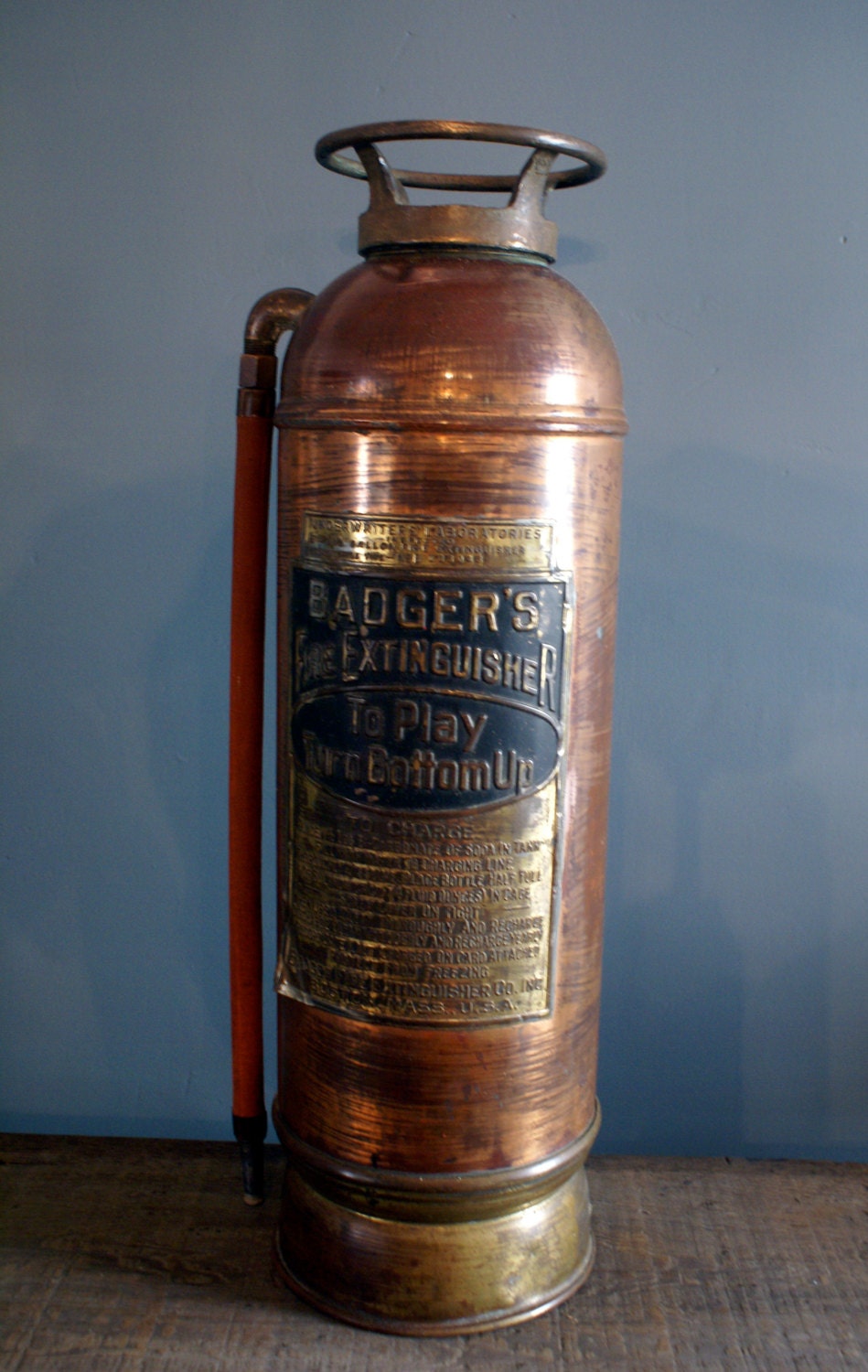 Vintage Copper and Brass Badger's Fire Extinguisher by OldandBoard