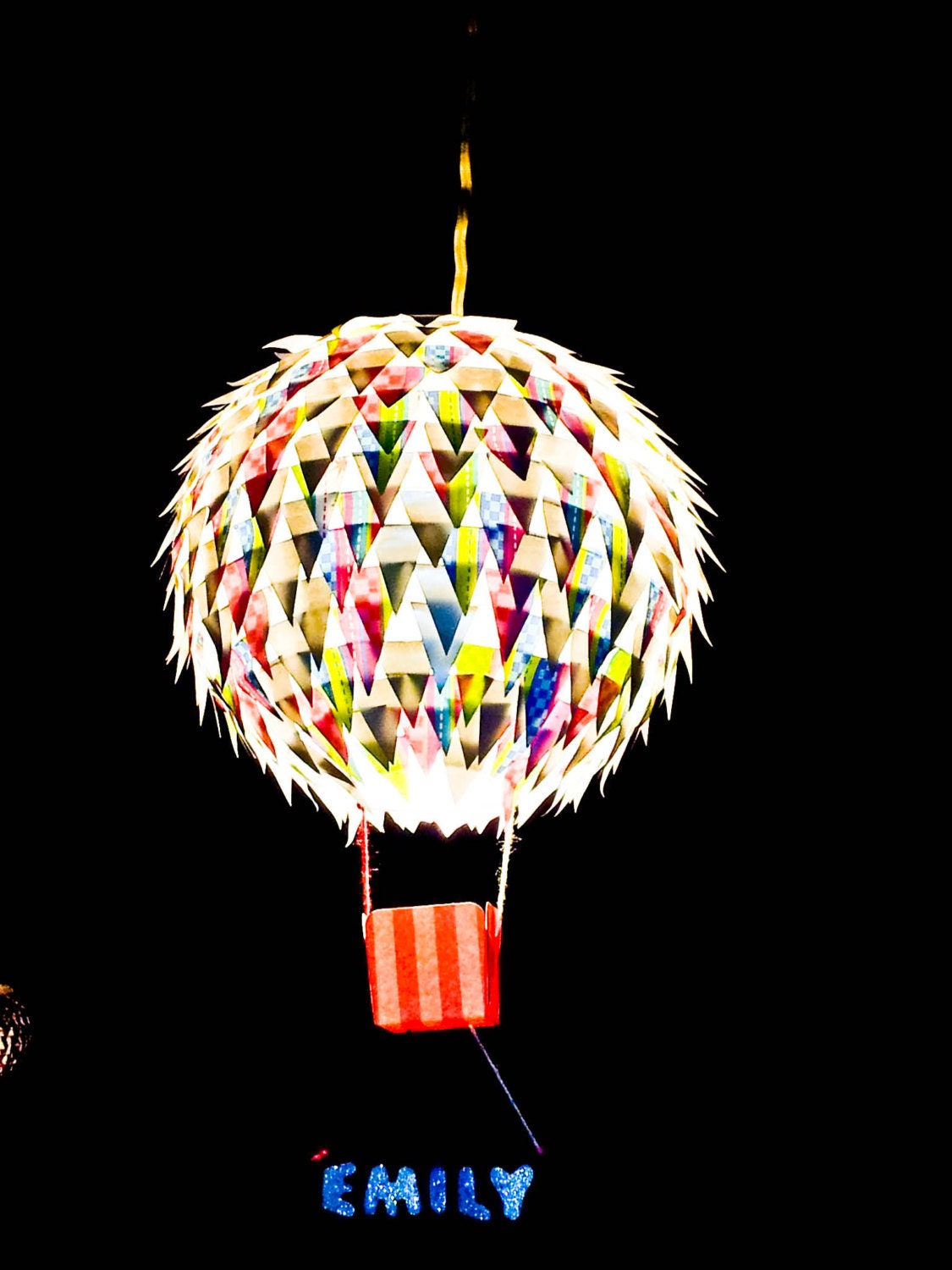 Hot Air Balloon Hanging Light Shade - Personalised in child's name, kids lighting, childrens rooms - MelsCreativeDesigns