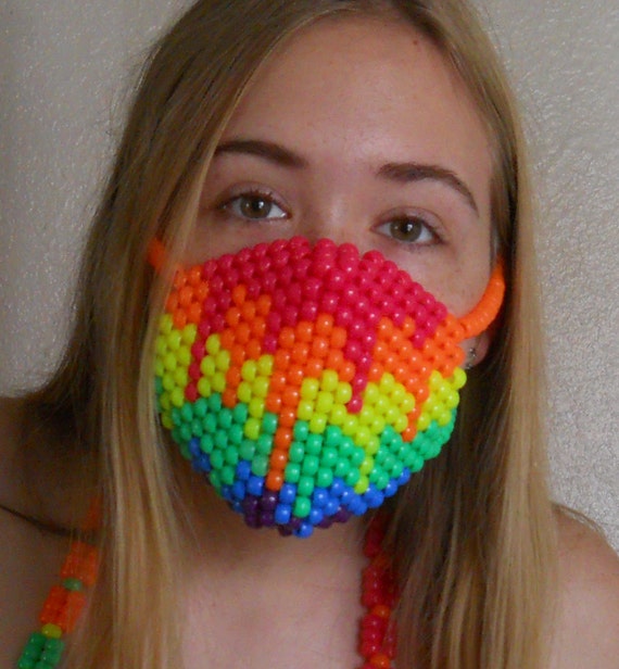 Melting Rainbow Kandi Surgical Mask By VickysKandiShoppe On Etsy