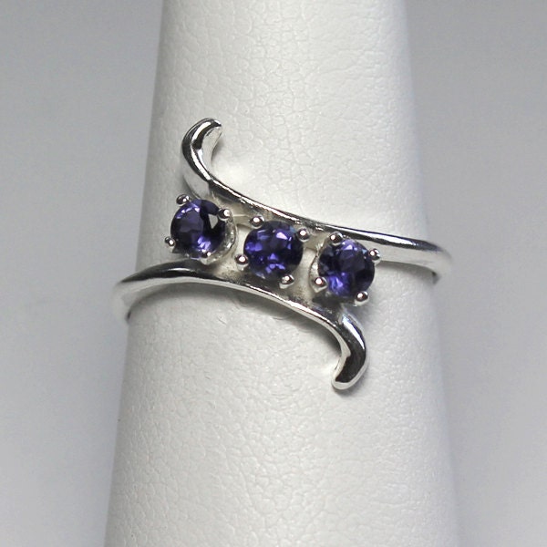 Natural Iolite Sterling Silver Ring FREE RE-SIZING  Mothers Ring