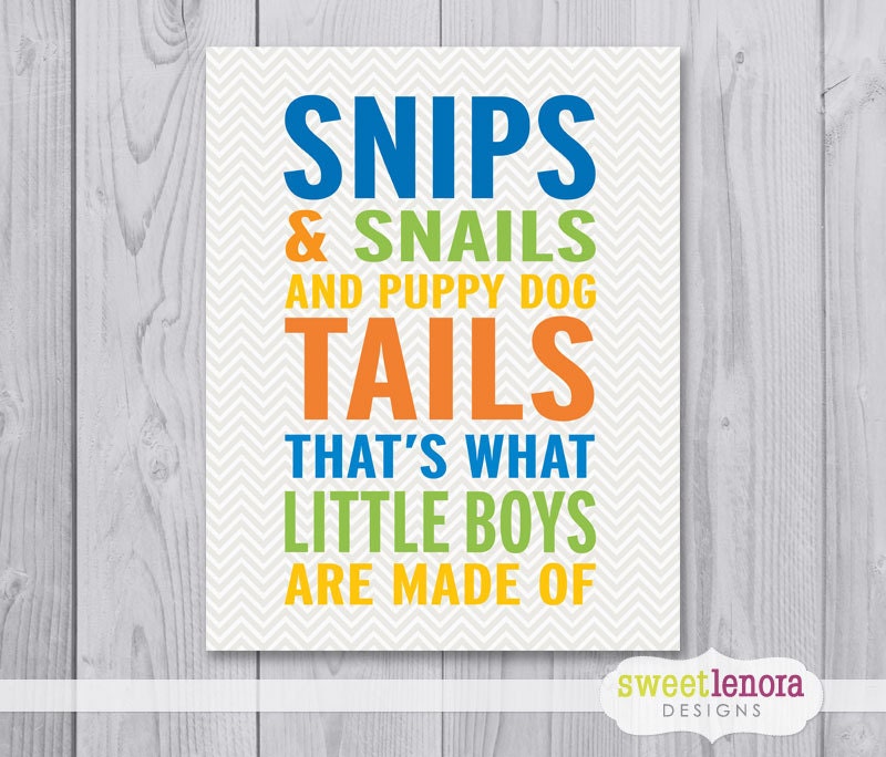 Items similar to Snips & Snails and Puppy Dog Tails 11x14 Print Nursery Art on Etsy