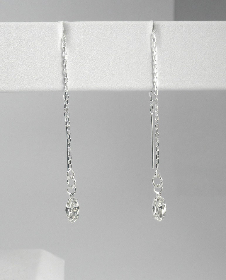 Sterling Silver Ear Thread Earrings with by MarisaDianeDesigns