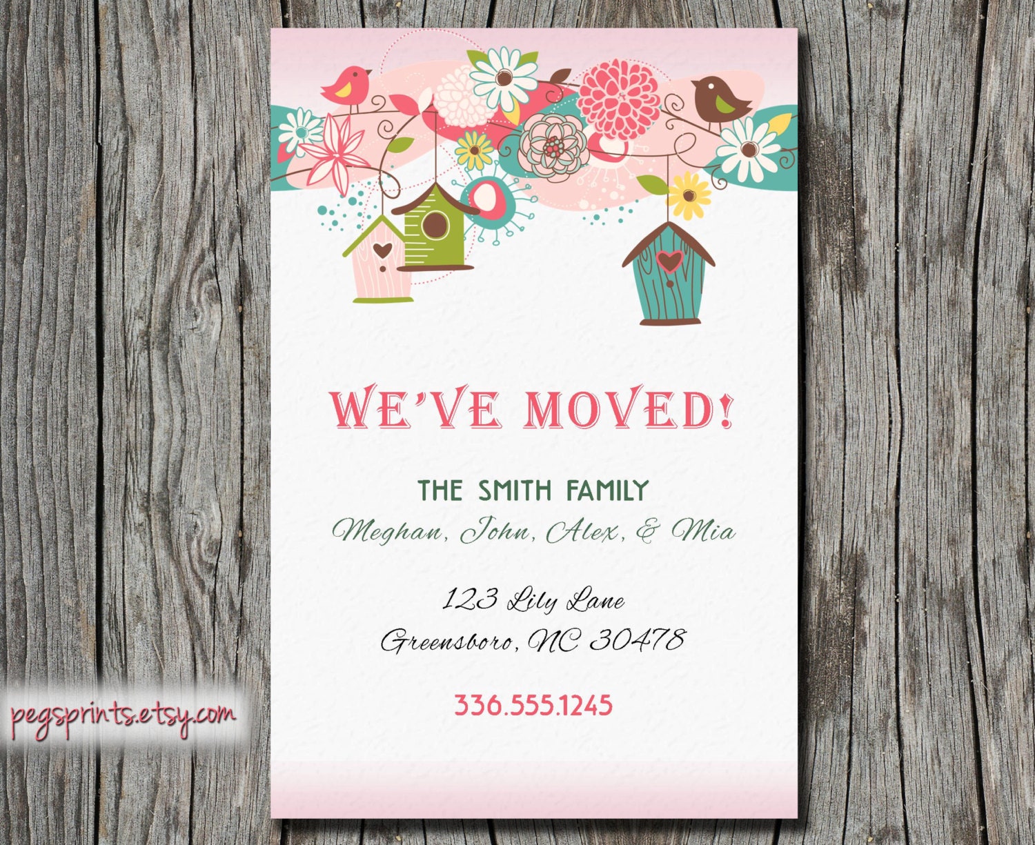 Printable Moving Announcement Moving Card by PegsPrints on Etsy