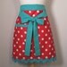 Apron Polka Dot -Womens Turquoise Half Apron with Jumbo rick rack ready to ship
