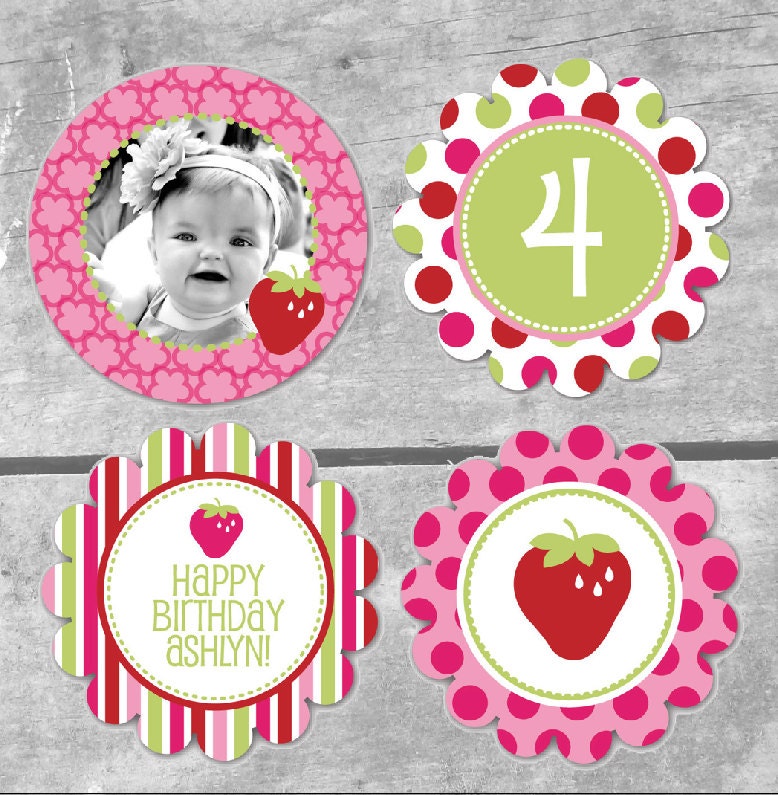 Strawberry Sweet Collection - Printable Party Circles by Itsy Belle Il_570xn