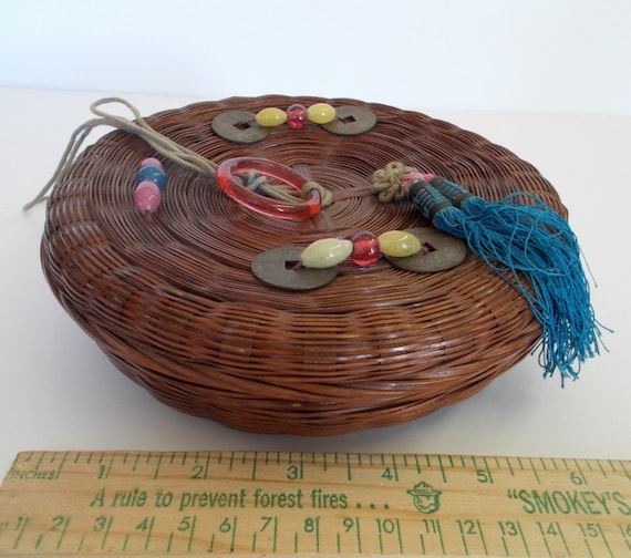 Antique Chinese Sewing Basket by DakotaMemories on Etsy