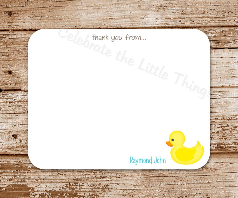 Set of 12 / Duck Flat Note Cards / Personalized Stationery / Ducky / Thank You Notecards Il_570xn