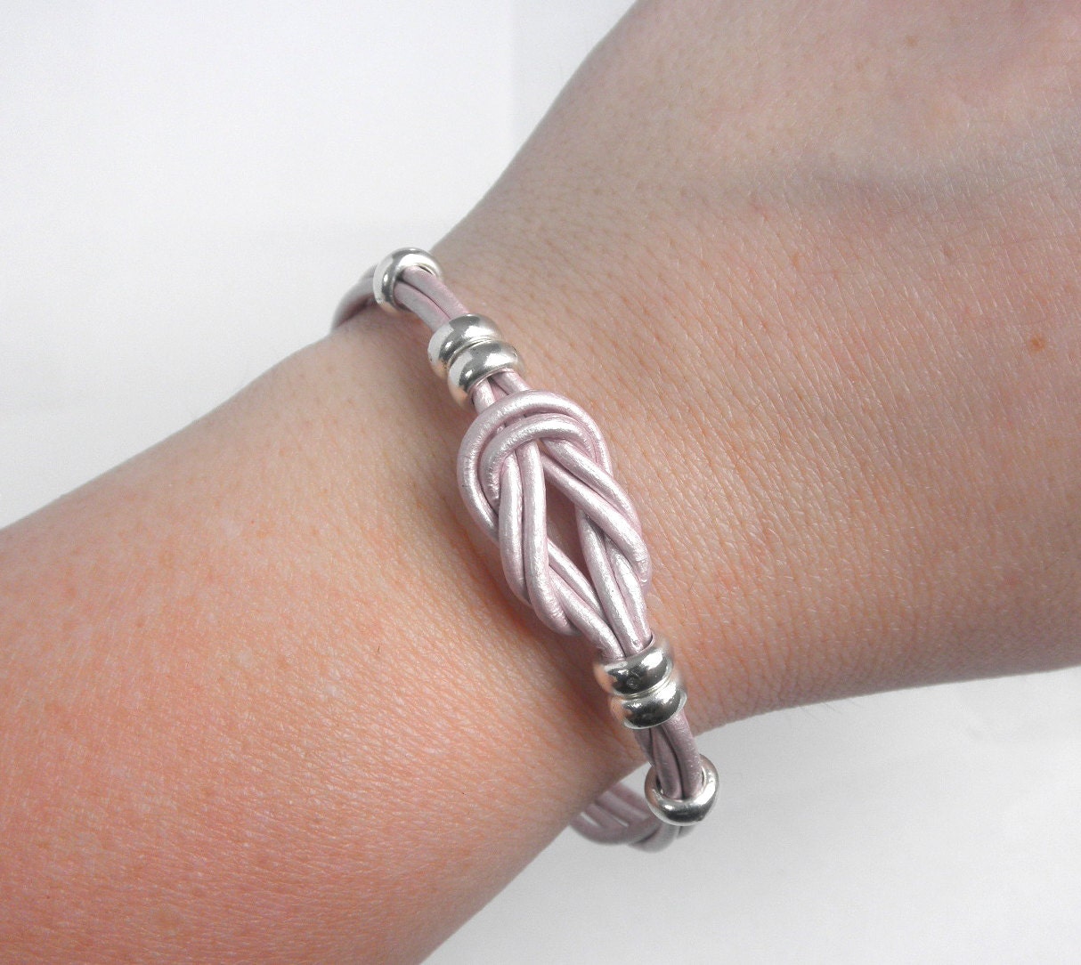 Metallic Leather Love Knot Bracelet Infinity by MarisaDianeDesigns