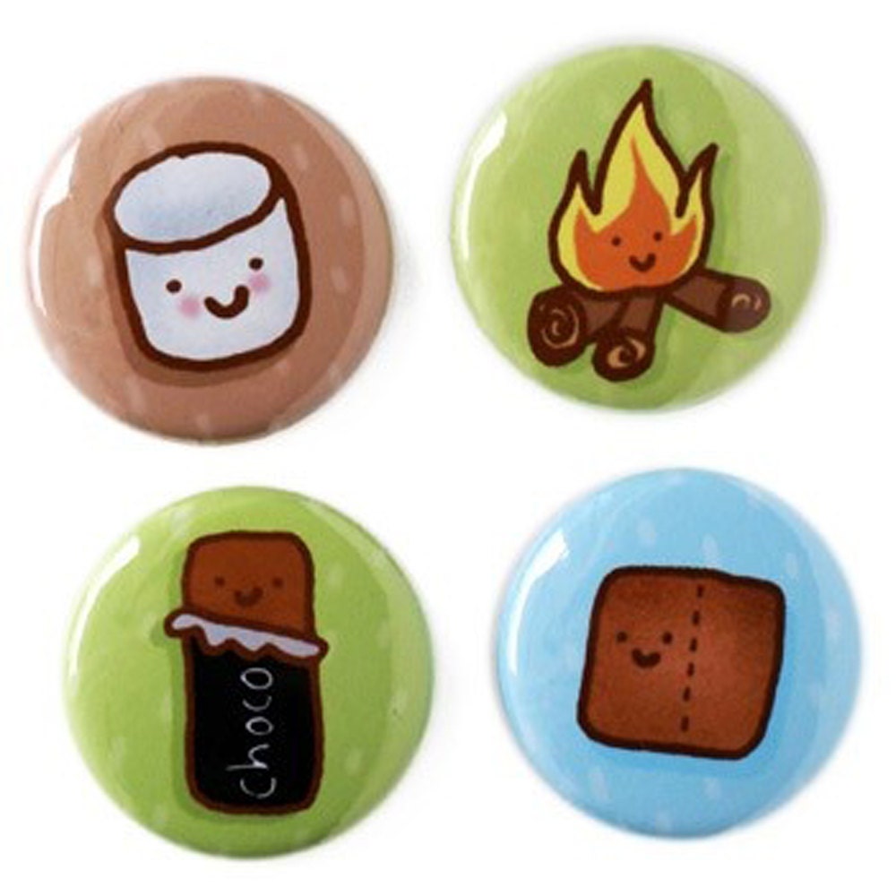 S'mores Camping Button Set