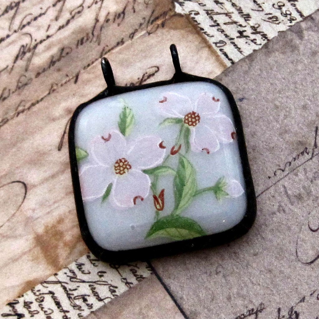 One Inch Image Pendant Pink Floral
