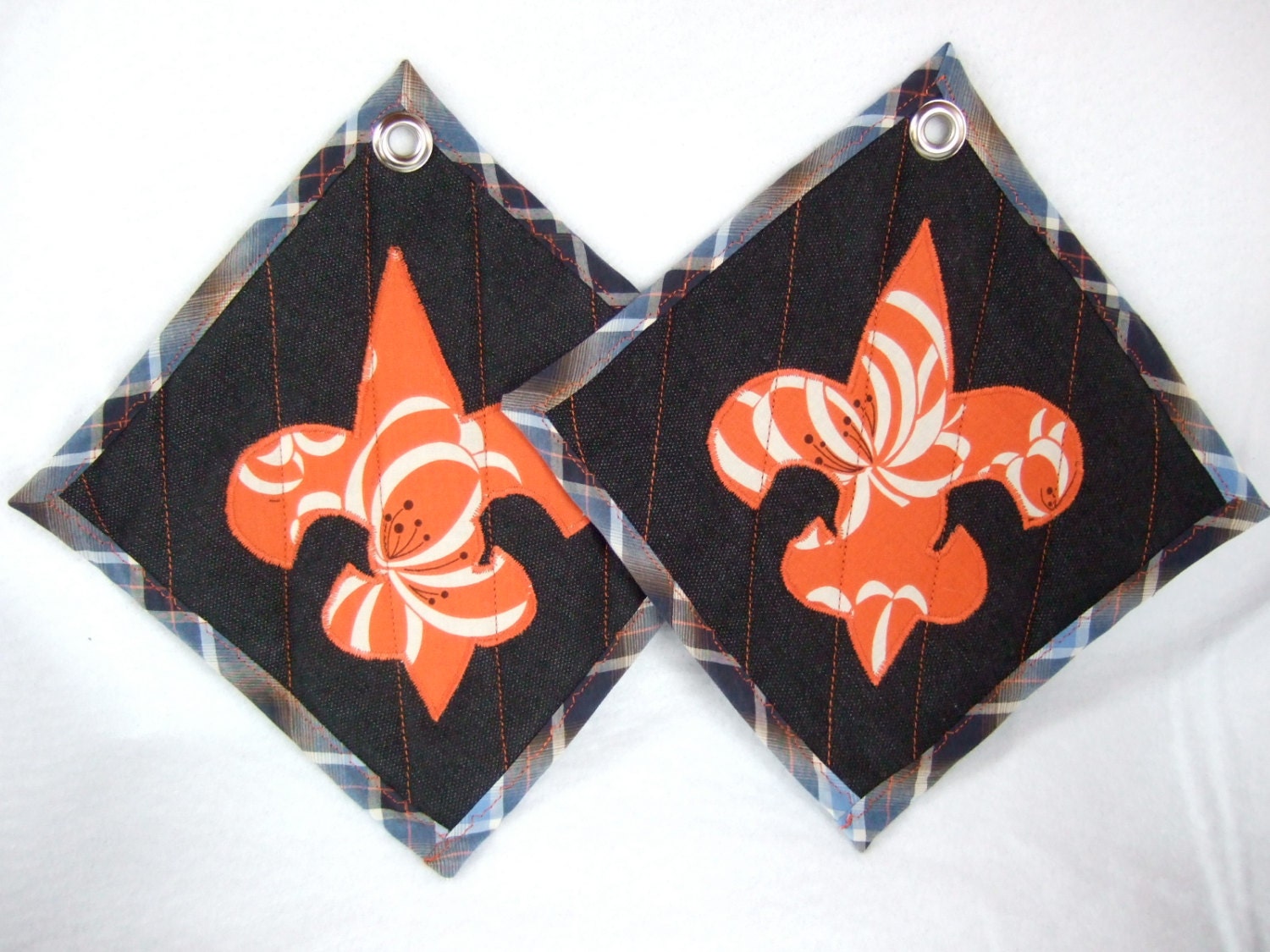 Orange Blossom Fleur de Lis Pot Holder Set