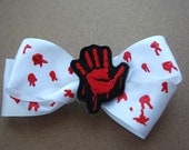 Bloody Hand Print Hair Bow Dexter Walking Dead Horror Cosplay
