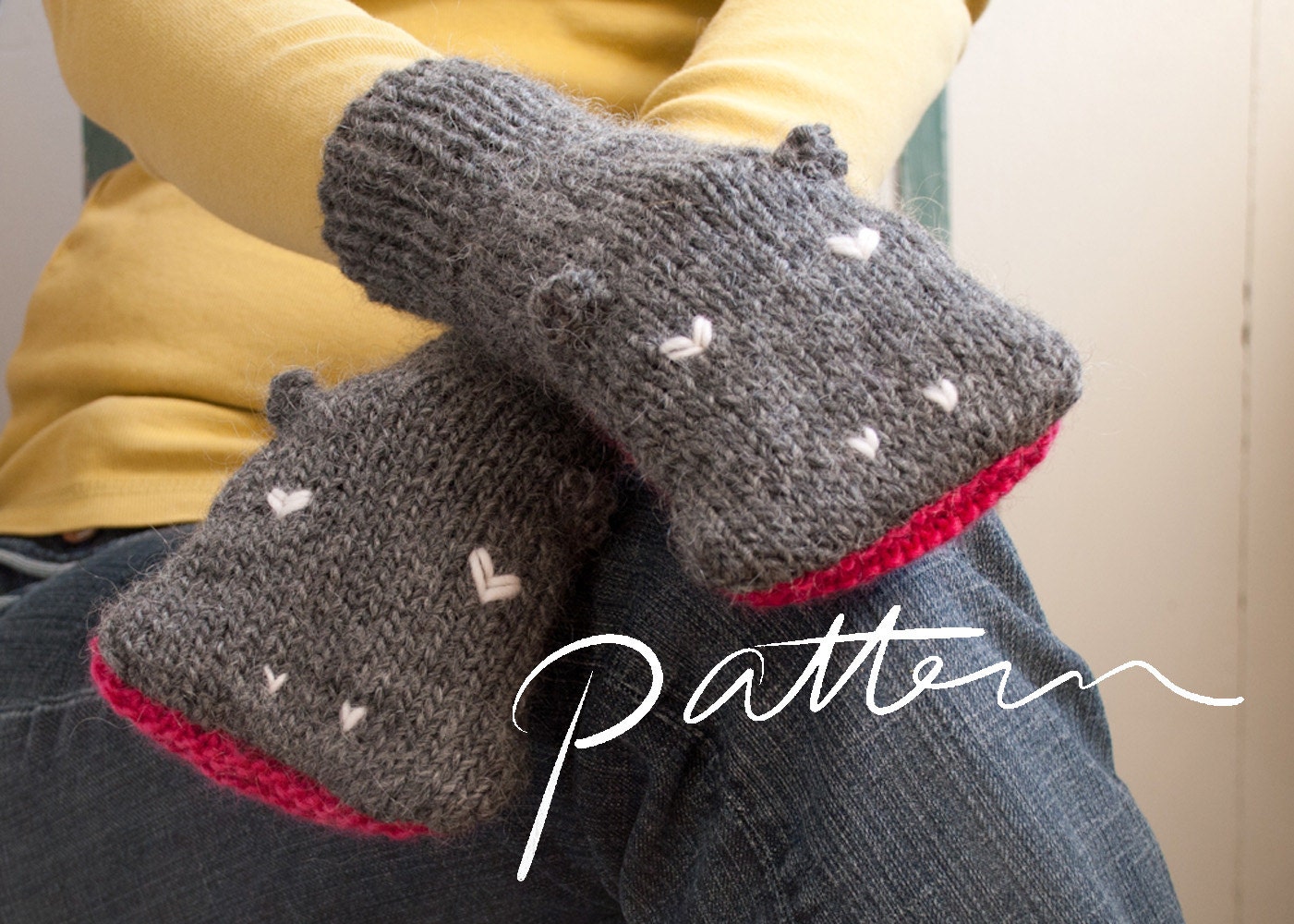 PATTERN - Knit Hippopotamus Mittens - Adult Sizes - Animal Hand Puppets