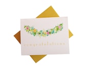 Congratulations Card - Floral text - Botanical - wedding or baby