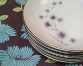 Cute MID CENTURY MODERN Platinum Star Burst Small Plates / Made by Creative