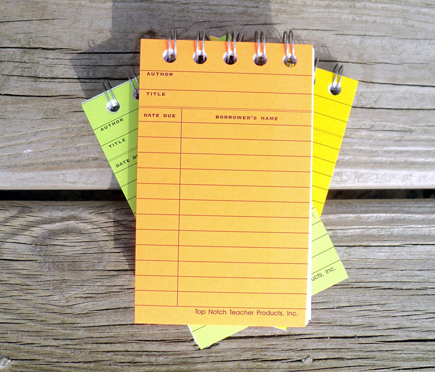 Neon Orange Library Card Notebook -- Library Favor, Vintage Library, Teacher Gift