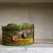 Mixed Media Wool Felt Bracelet with Velvet Ribbon, Buttons, and Hand-dyed Silk -- Handmade in Ireland